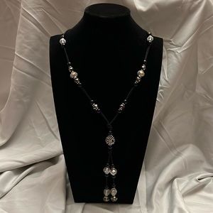 Black cord beaded necklace